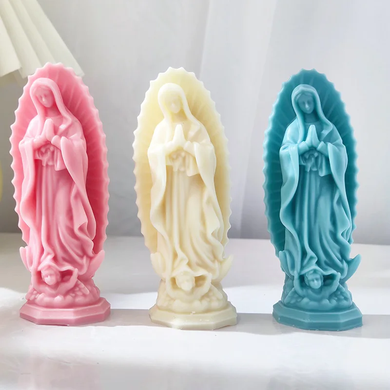 Elegant Madonna Silicone Candle Mold - 3D Mary Statue Making Kit