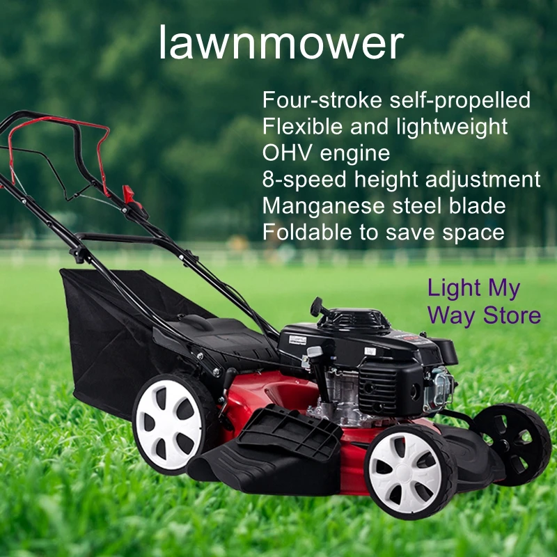 Power lawn mower hand push trimmer self-propelled lawn mower orchard weed whacker lawn mower gasoline lawn mower gasoline lawn mower open land self propelled shredder to return to the field weeding gods orchard weed whacker