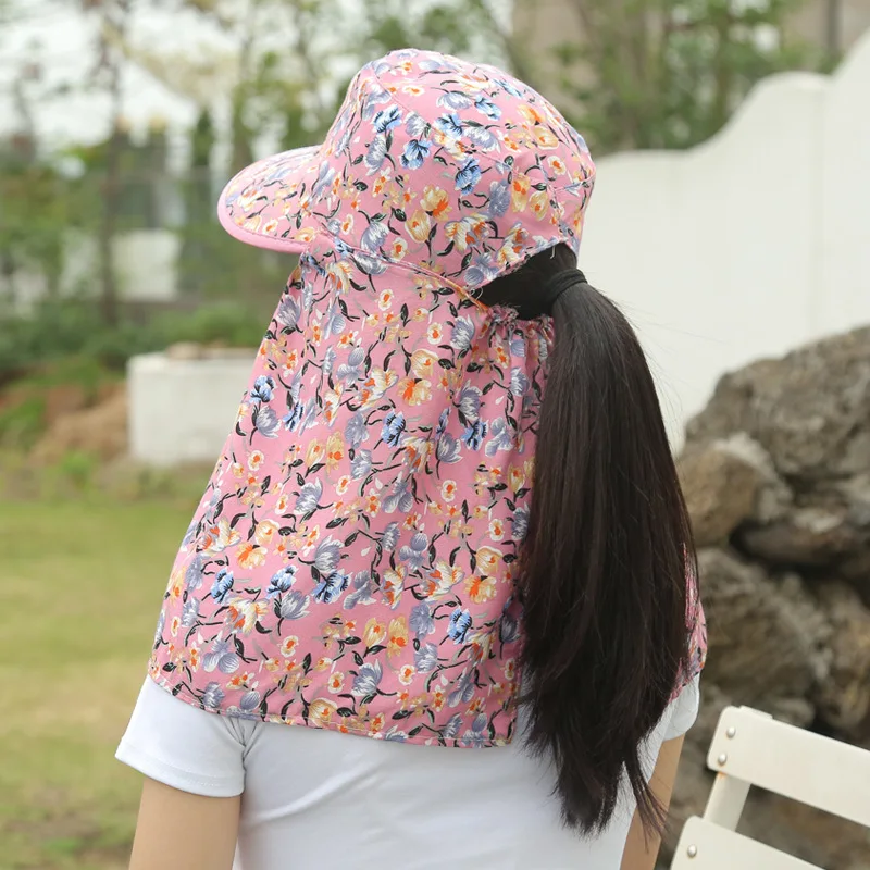 Summer Sunscreen Women Face Cover Hat Outdoor Worker Neck Protection Sunshade Visors Cycling Veil Anti-UV Empty Top Cap