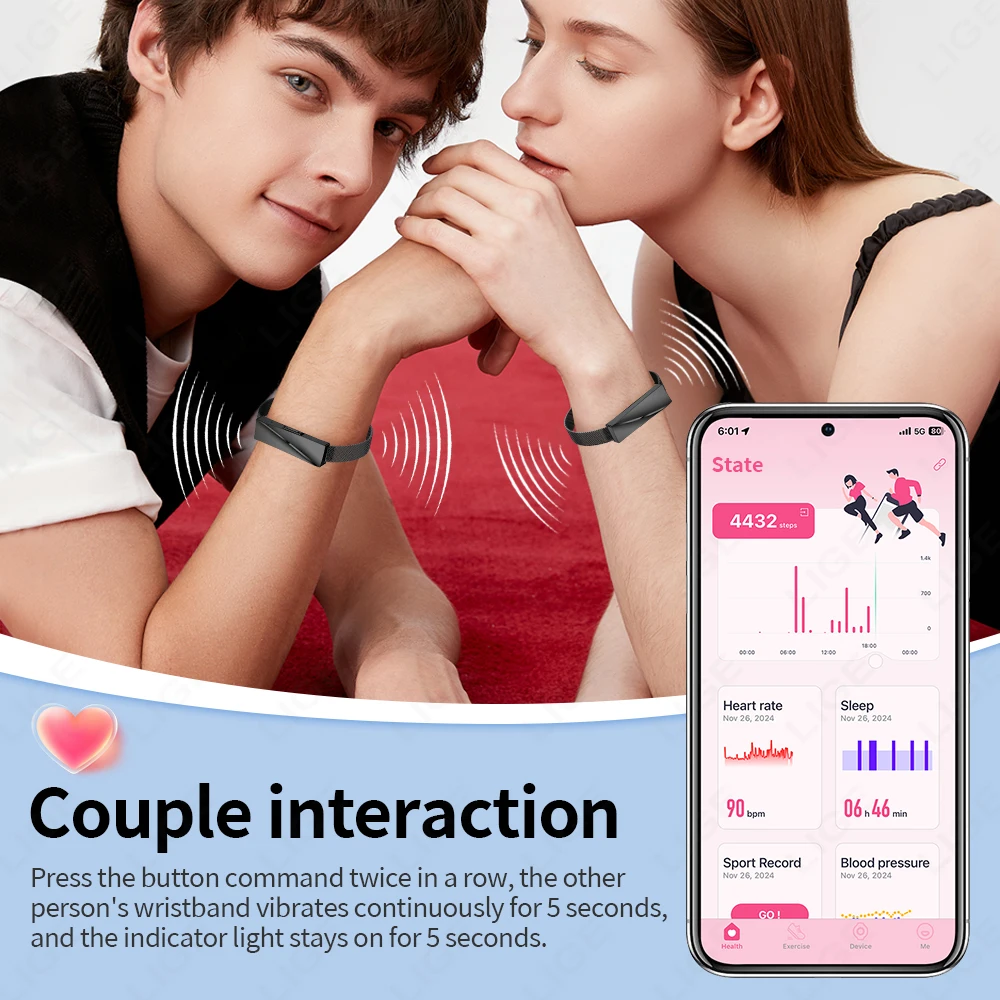 LIGE New Smart Bracelet Women Men Heart Rate Call Reminder Waterproof Wristband For Couple Lady Gifts Fitness Sport Health Band 2