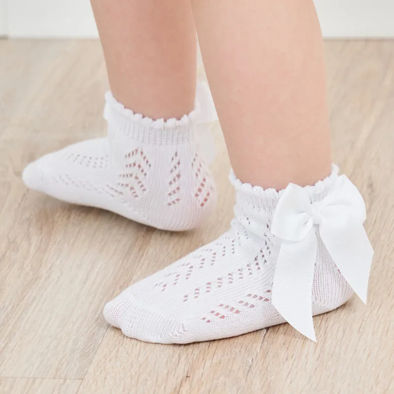 Kids Socks Summer Mesh Newborn Baby Girls Fashion Bow Thin 0-5Year White Red Black
