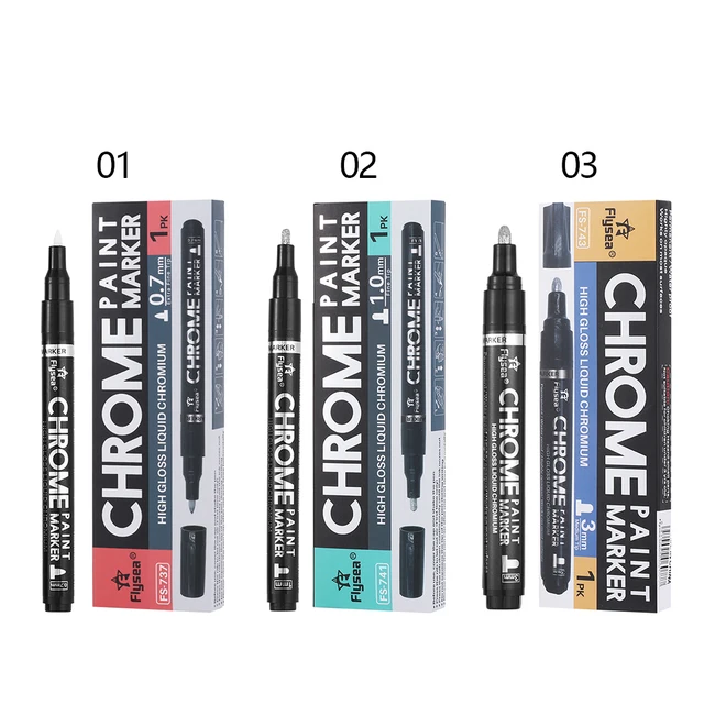Liquid Chrome Marker Pens0.7mm/ 1mm/3mm Silver Pump Paint for