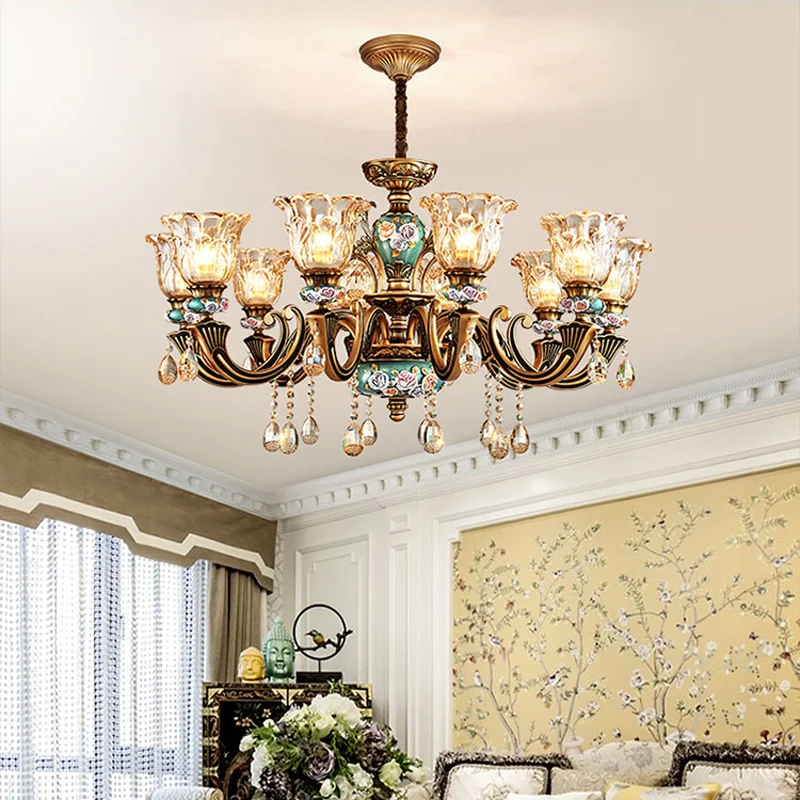 Modern Crystals Chandeliers Green Ceramic Chandeliers Zinc Alloy