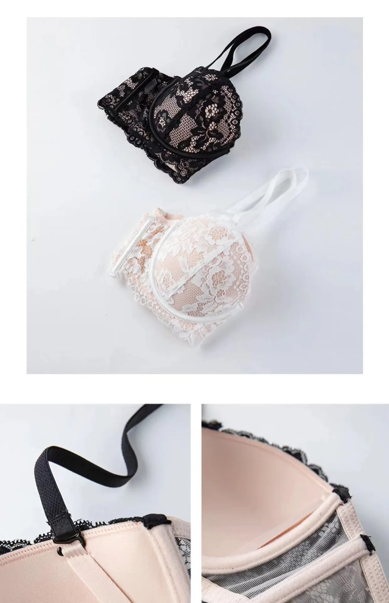 LBECLEY Lace Bandeau Bra Set Lace Thin Cup Bag Underwear Bre Suit Fashion  Young Girls Women with Steel Ring and Charming Brief Set Brown M