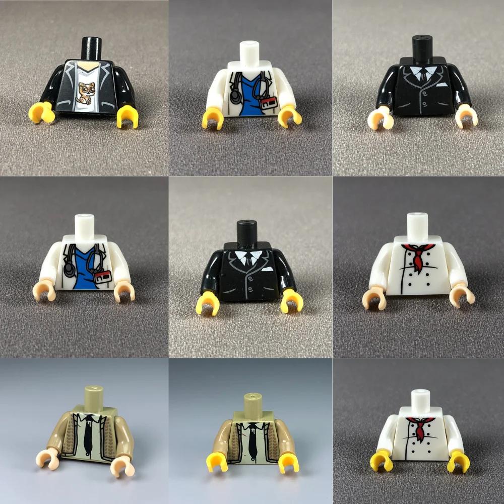 10 Traje de ladrillos MOC Chef médico parte del cuerpo Torso