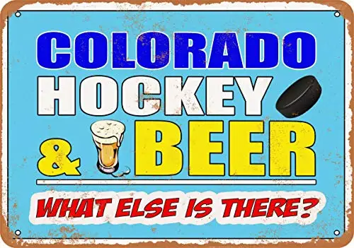 

Metal Sign - Colorado Hockey and Beer - Vintage Look