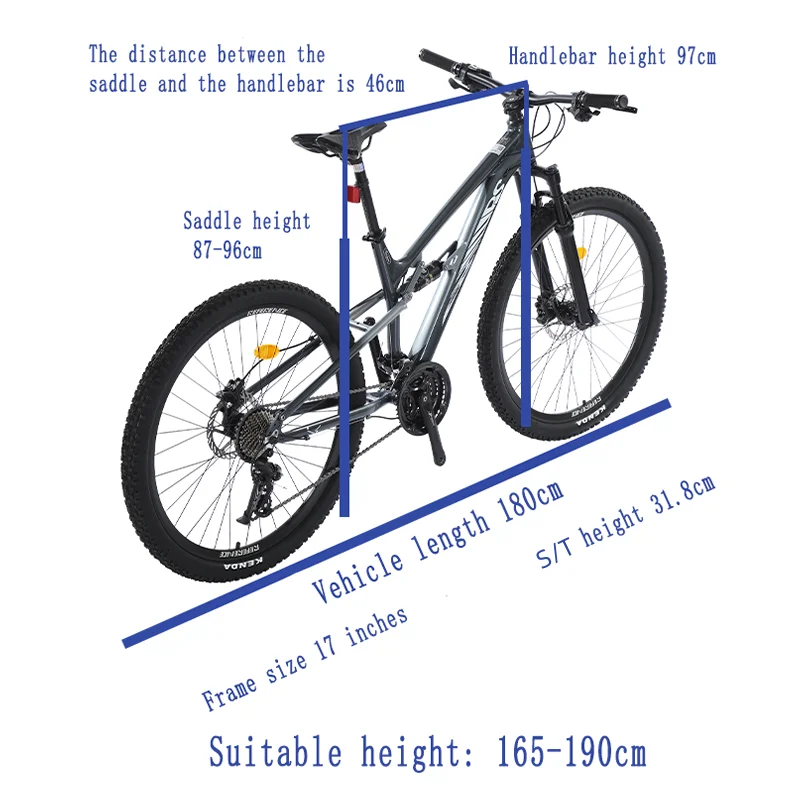 Full Suspension 17 Inch Mountain Bike Frame Height Rakan 29 – Fuji