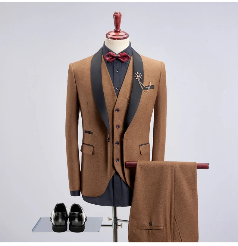 New Men'S Suits Groom'S Wedding Suit Blazer Sets 3 Pieces Custom Business Casual Homme Tuxedo Elegant Dress (Jacket+Pants+Vest)