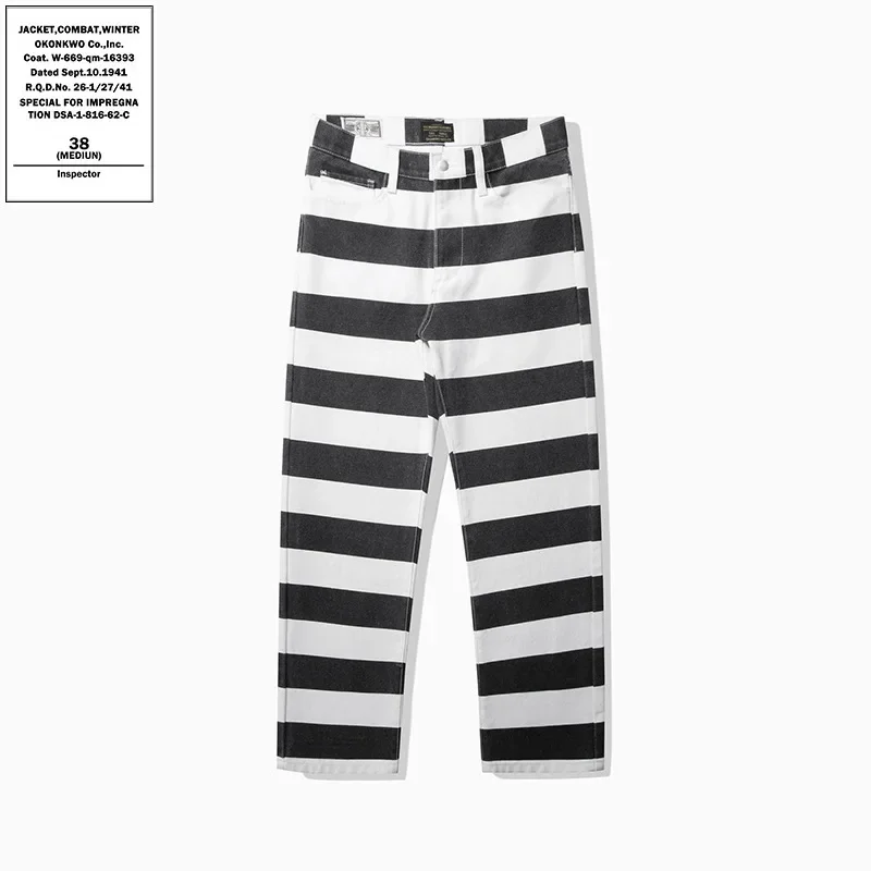 Hiking Pants Heavyweight Striped Cargo Overalls Thick Canvas Motorcycle AMEKAJI Rider Outdoor Trekking Camp