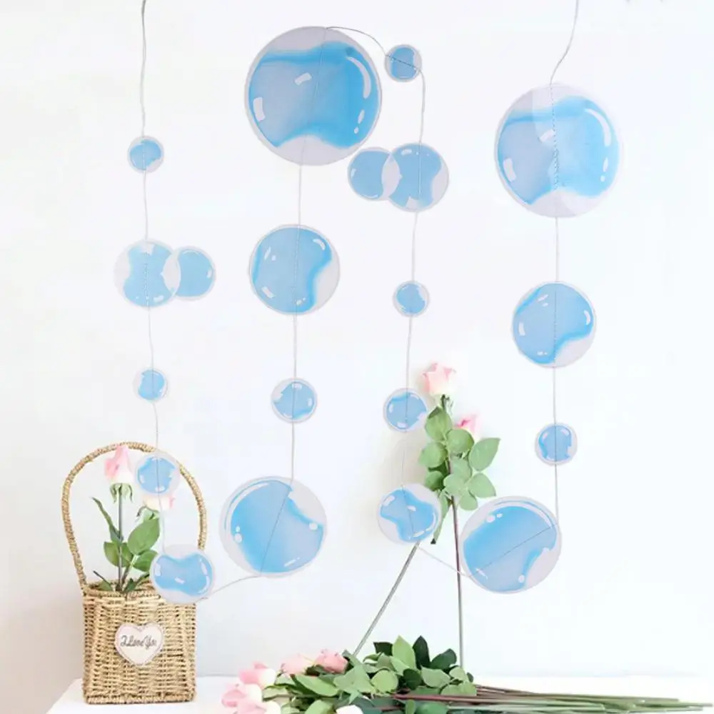 Decorative Colorful for Party Decor Romantic Bubble Circle Banner Bubble Paper Skewers Wall Hanging Garlands Bubble Ribbon