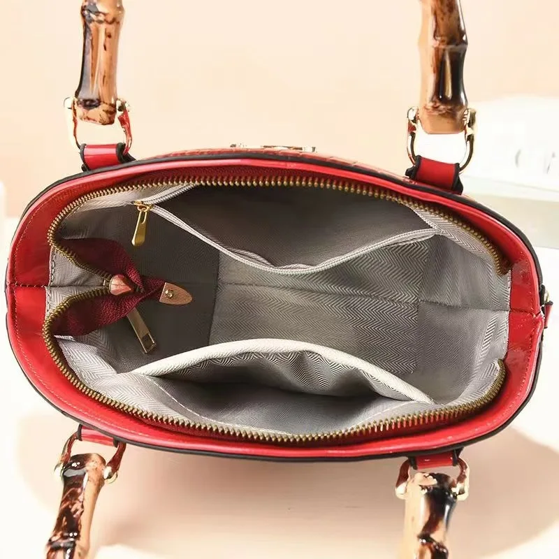 Crossbody Bag Crocodile Pattern Creative Shell Shaped Shoulder Retro Bamboo Joint Handle Women Office