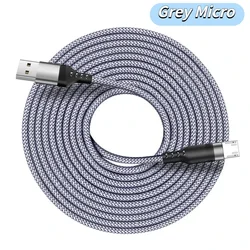 Durable Braided USB Type - C & Lightning Cable - Assorted Lengths - 8m (Micro Grey)