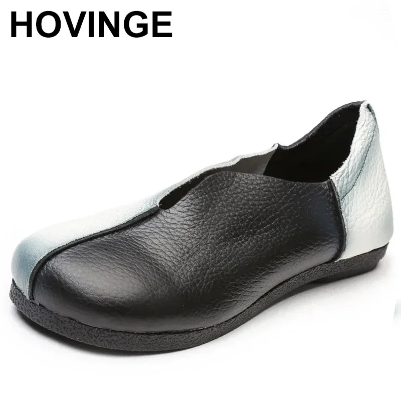 

Luxury Designer Handmade Vintage Flats Women's Loafers Summer Genuine Leather Driving Shoes For Women Two Tone Moccasins Ladies