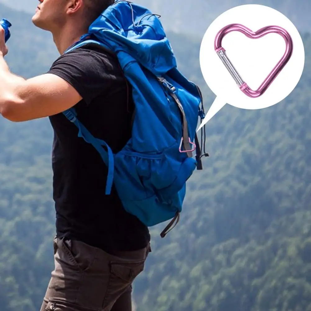 Climbing Carabiner 10Pcs Carabiner Clips Heart-shaped Hooks Compact Quick Link Snap Hook Clips Strong Load-bearing Key Holders Camping