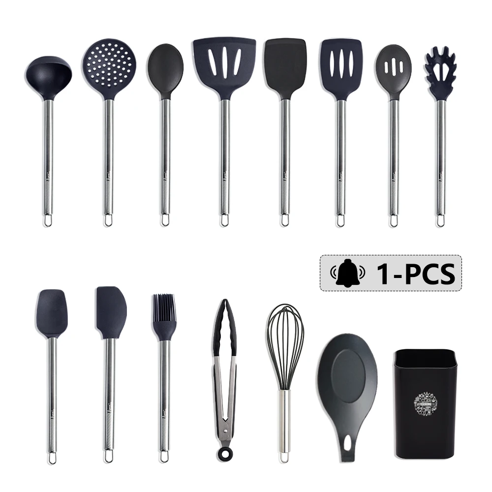 Silicone Cooking Tools Heat Resistant with Stainless Steel Handle 1pc Kitchen Utensil