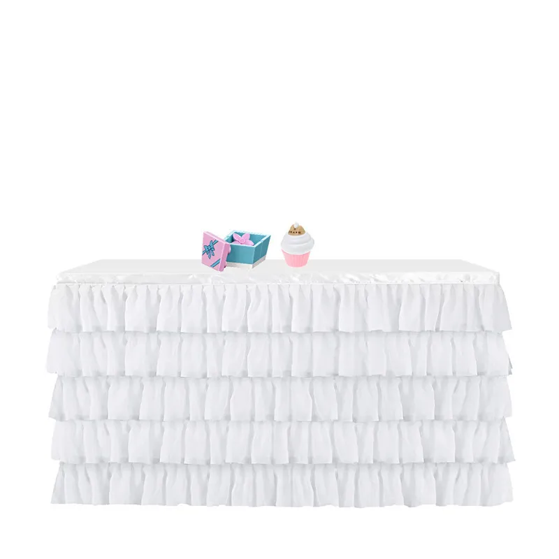 Tulle Tutu Table Skirt Tablecloth Korean Organza White Pink Tableware Decoration Wedding Birthday Baby Shower Party Decoration