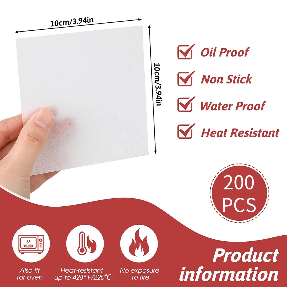 Hamburger Patty Paper Squares Nonstick Parchment Paper 200Pcs For Separating Burger Patty Cookies Kitchen Baking Accessories