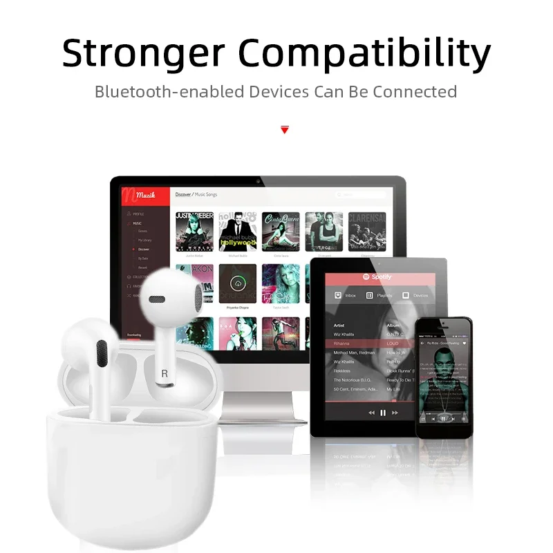 Pro 4 TWS Wireless Headphones Earphone Bluetooth-compatible 5.0 Waterproof Headset with Mic for Xiaomi iPhone Pro4 Earbuds 5