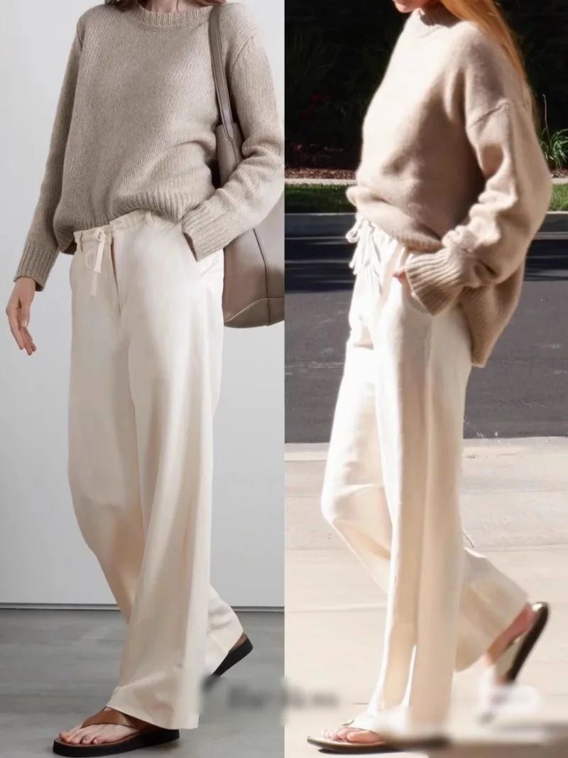 drop-shoulder crewneck jumper women new wool blend warm thick oversized sweater women autumn winter 2