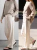 drop-shoulder crewneck jumper women new wool blend warm thick oversized sweater women autumn winter 2