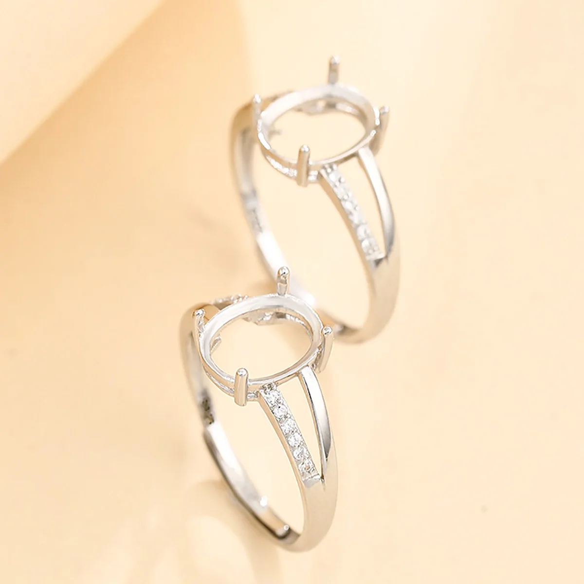925 Sterling Silver Ring Empty Holder Fit Inlaid Turquoise Honey Wax DIY Ring Jewelry Making Supplies