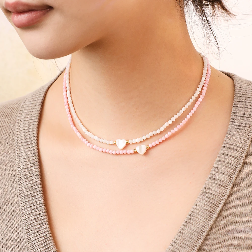ZMZY Natural Mother of Pearl Choker Necklace for Girl Women