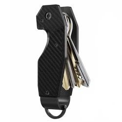 Sleek Minimalist Key Organizer Keychain - Holds Up to 6 Keys (Carbon Fibre)