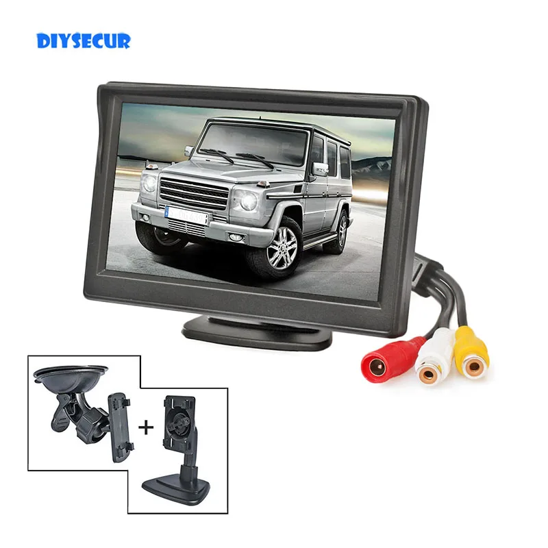 5-дюймовый TFT ЖК-дисплей DIYSECUR 800x480, HD автомобильный монитор, монитор заднего вида, присоска и свободный кронштейн для MPV SUV Horse Lorry