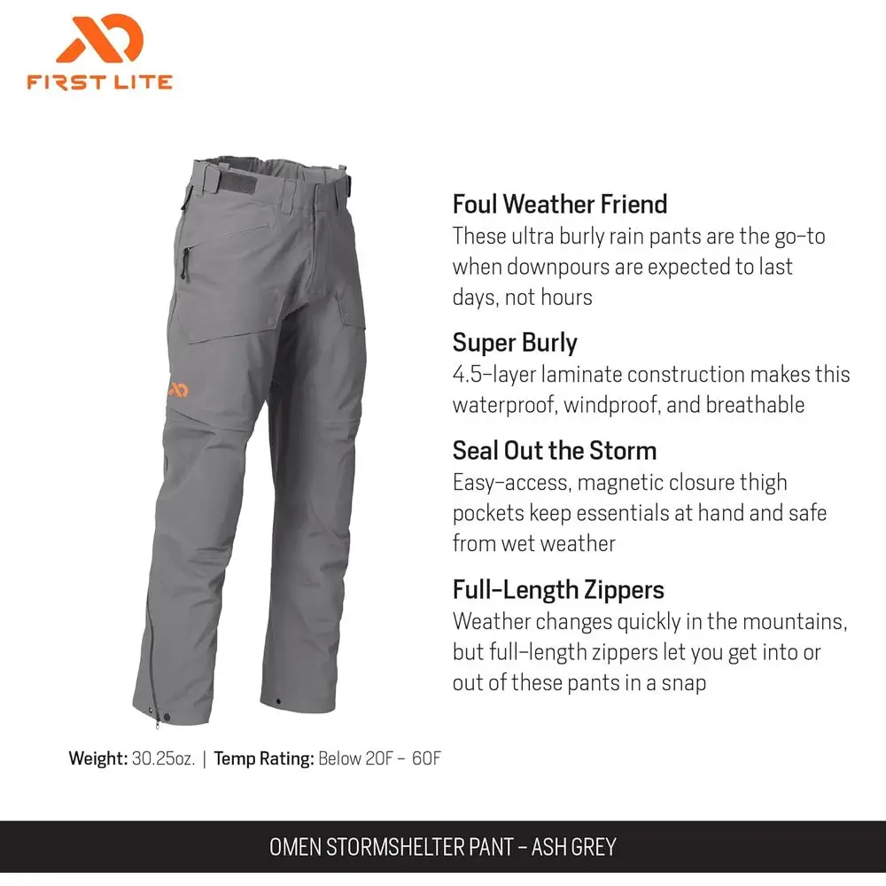 Men's Waterproof Camo Rain Pants-First Lite Omen Shelter Hunting Pants