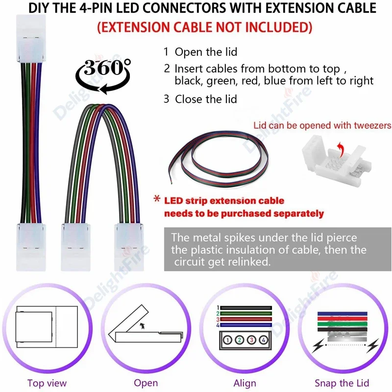 2/3/4pin Led Strip Connector Soldeerloos Strip Licht Naar Koperen Elektrische Connector Voor 5835 Rgb Ws2812b Strip Naar Draadaansluitingen