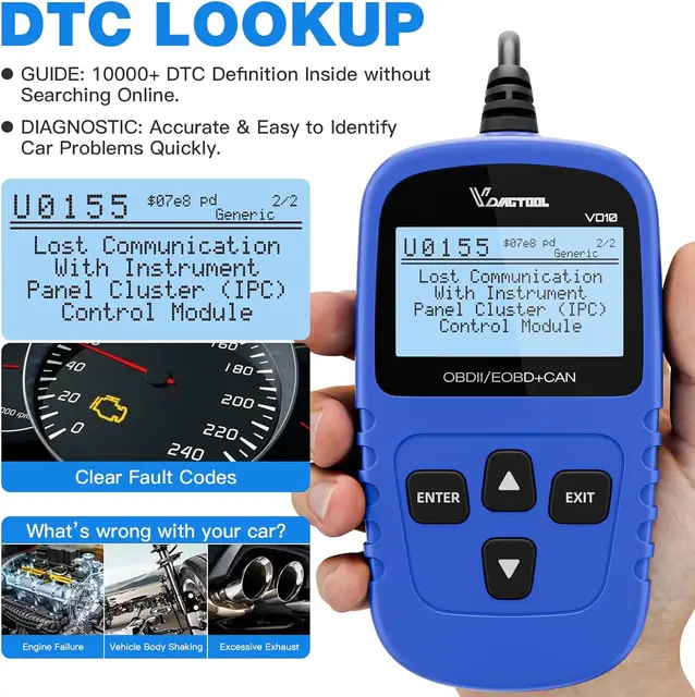 2025 VDIAGTOOL VD10 OBD2 Scanner With I/M Readiness Professional OBDII Diagnostic Code Reader Tools For Check Engine Light 5