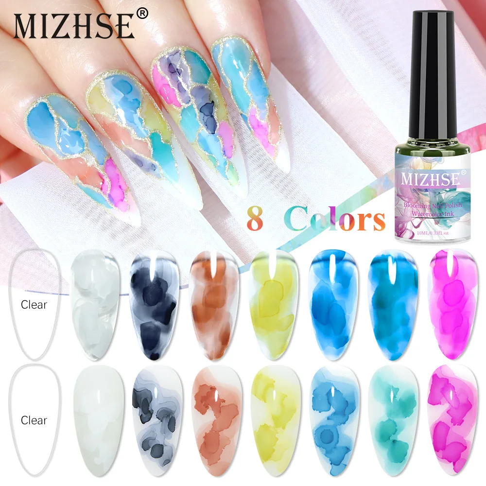 

MIZHSE 10 мл гель с рисунком цветения Смоки эффект Цветущий гель для дизайна ногтей Цветущий лак акварельные чернила лак для ногтей отмачиваемый УФ-лак для ногтей сделай сам