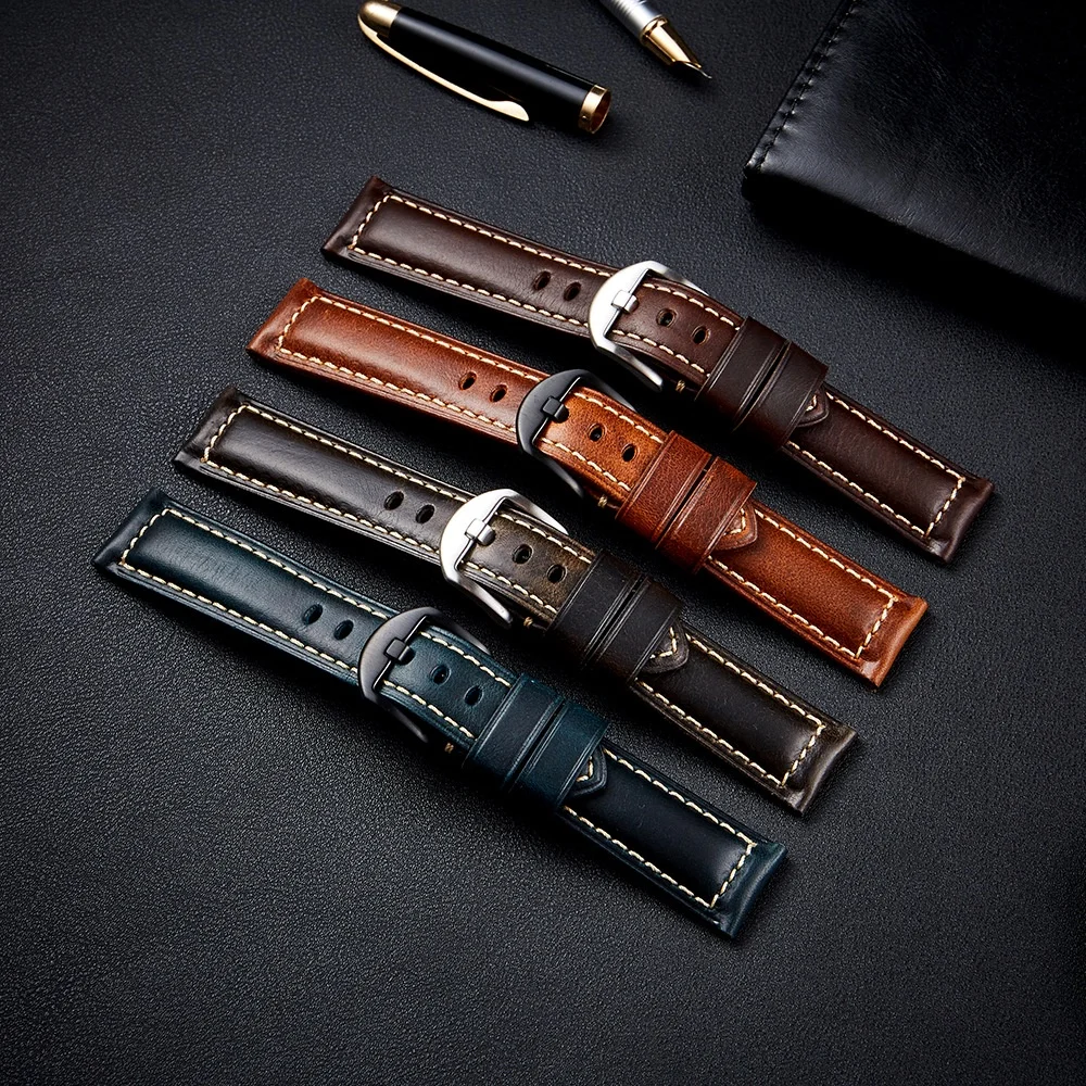 Premium Quick Release Leather Watchband - Casual Smartwatch Strap, Soft Wrist Bracelet, Multiple Sizes Available