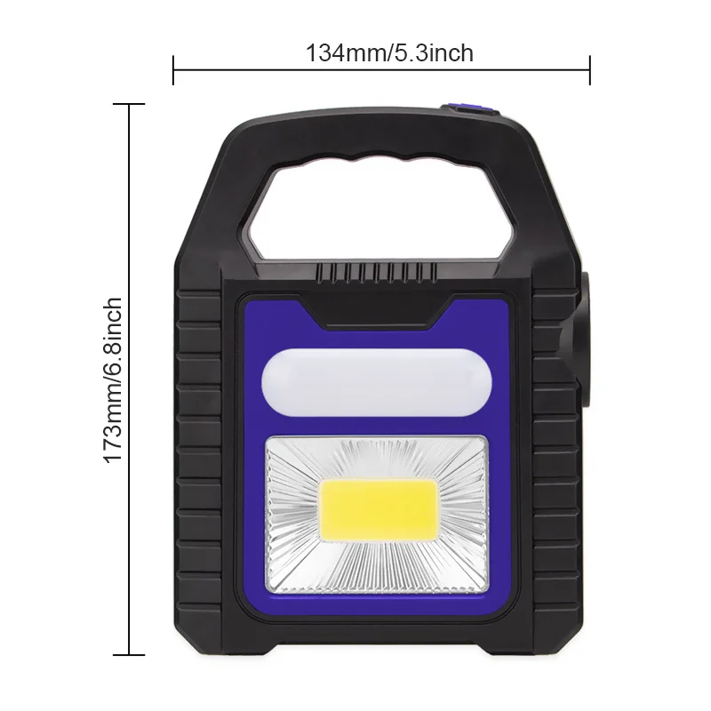 Z20 Portable Solar Lantern COB LED Work Lamp Waterproof Emergency Spotlight USB Rechargeable Handlamp Outdoor Hiking