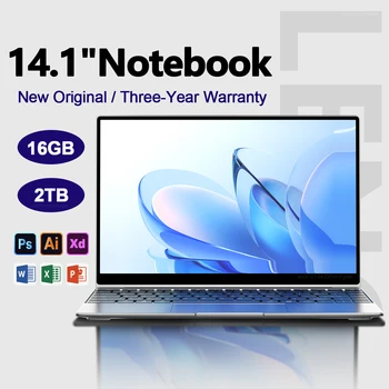 LENO 14.1 "Ultra Sottile Laptop 16GB di RAM 2TB SSD Windows 11 Intel N3700 Notebook Gamer 1920*1080 Display Ufficio Studio Computer PC 1
