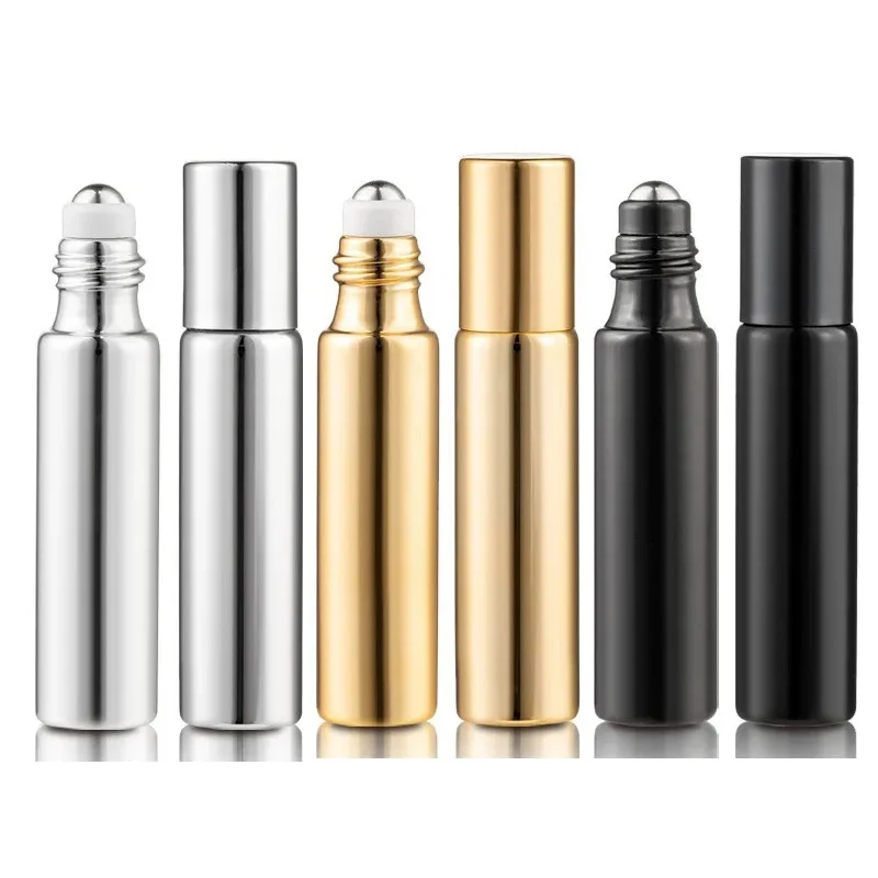 

100pcs 10ml Portable Essential Oil Bottle UV Glass Refillable Perfume Bottle Travel Roll-On Bottles