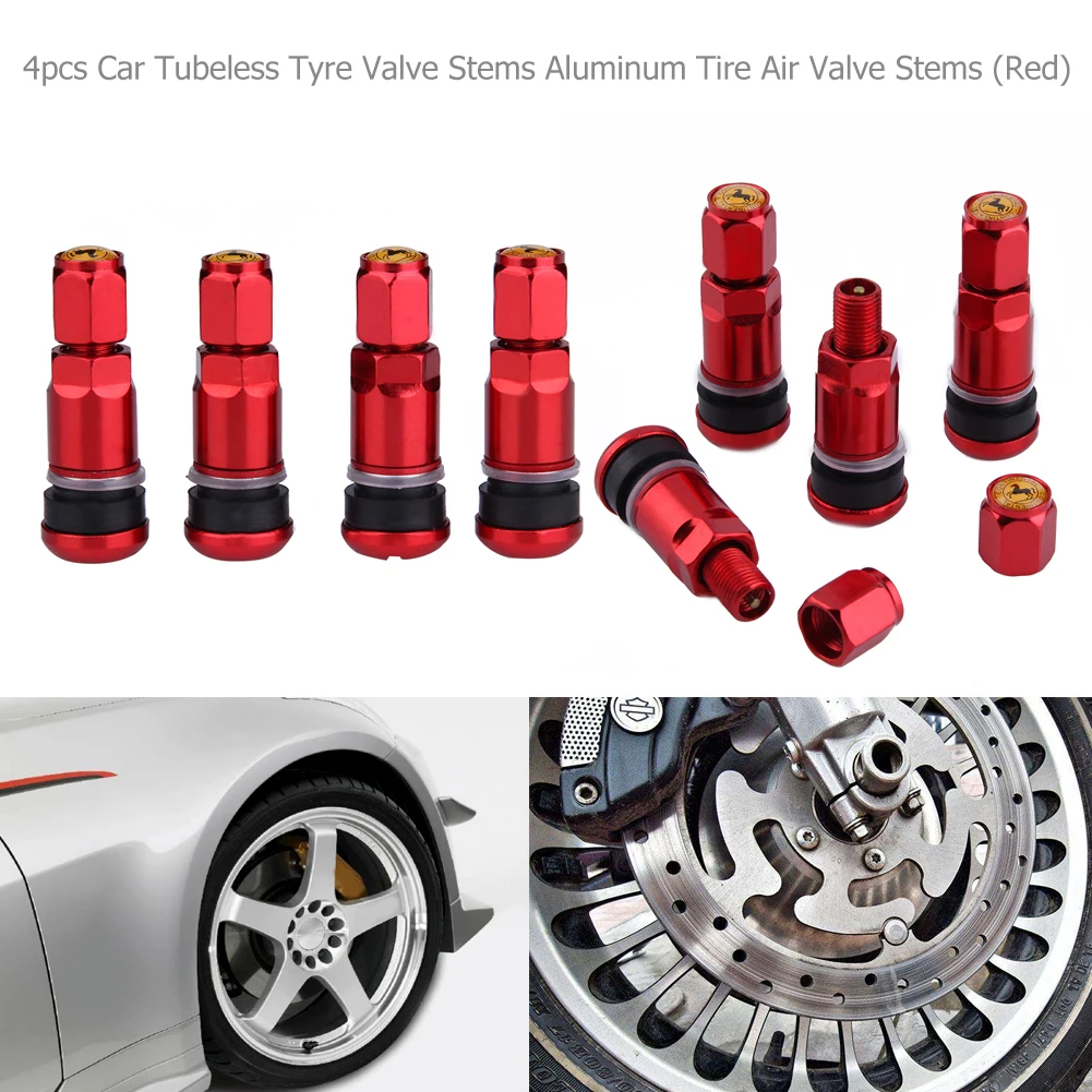 4X Bouchons de valve en aluminium Pneu Vélo VTT voiture jante Anti  Poussière # Couleur: Rouge