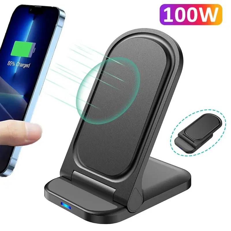 100WFastWirelessChargerStandPadforiPhone15141312X8Samsung