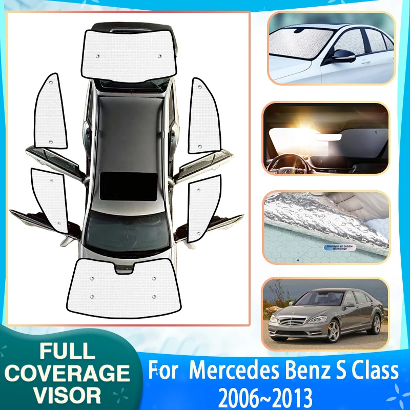 

For Mercedes Benz S Class W221 2006~2013 SWB S280 S400 S600 S420 S320 S450 S250 Full Sunscreen Window Sunshade Cover Accessories