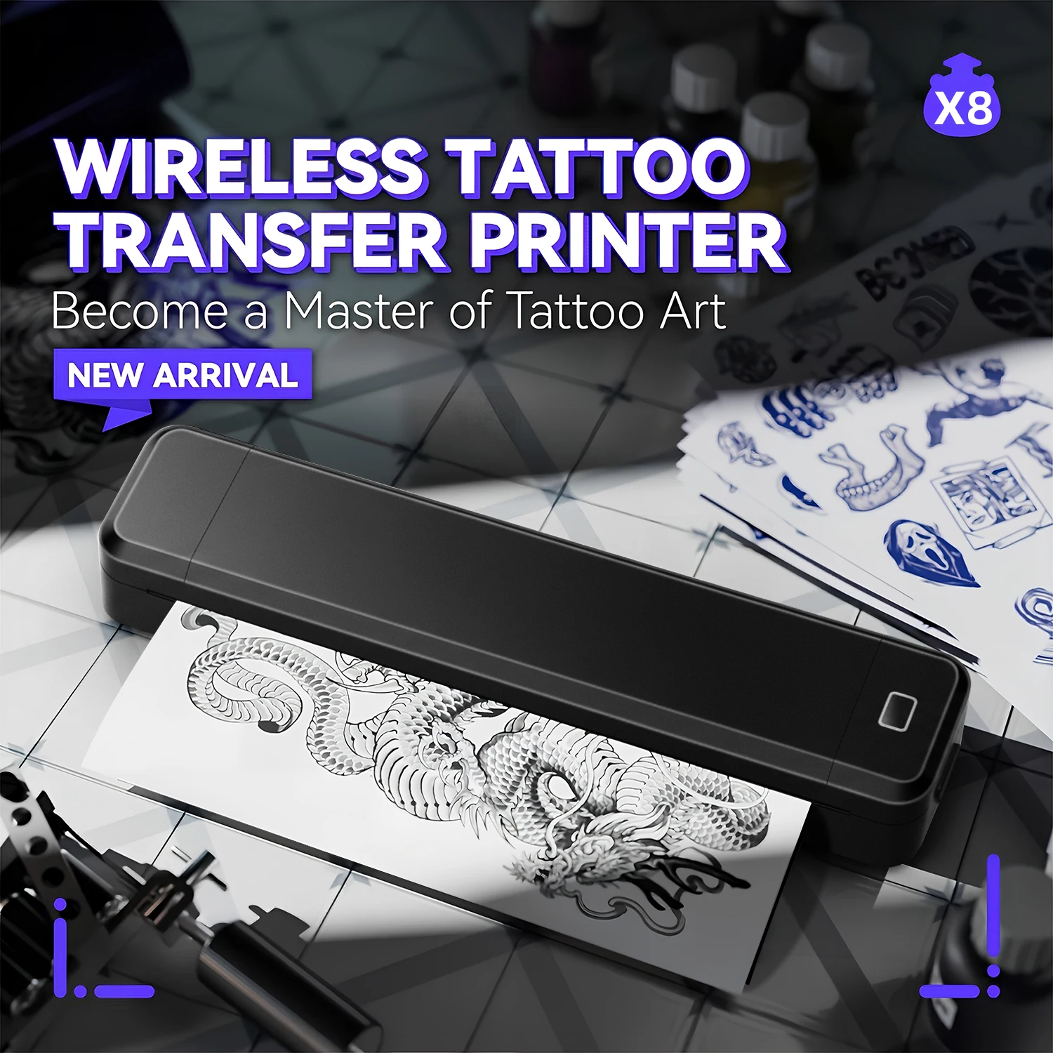 Portable Printer Thermal Printer Bluetooth-compatible A4 Inkless Document Printing Machine Paper Roll for Office Work Home - 3