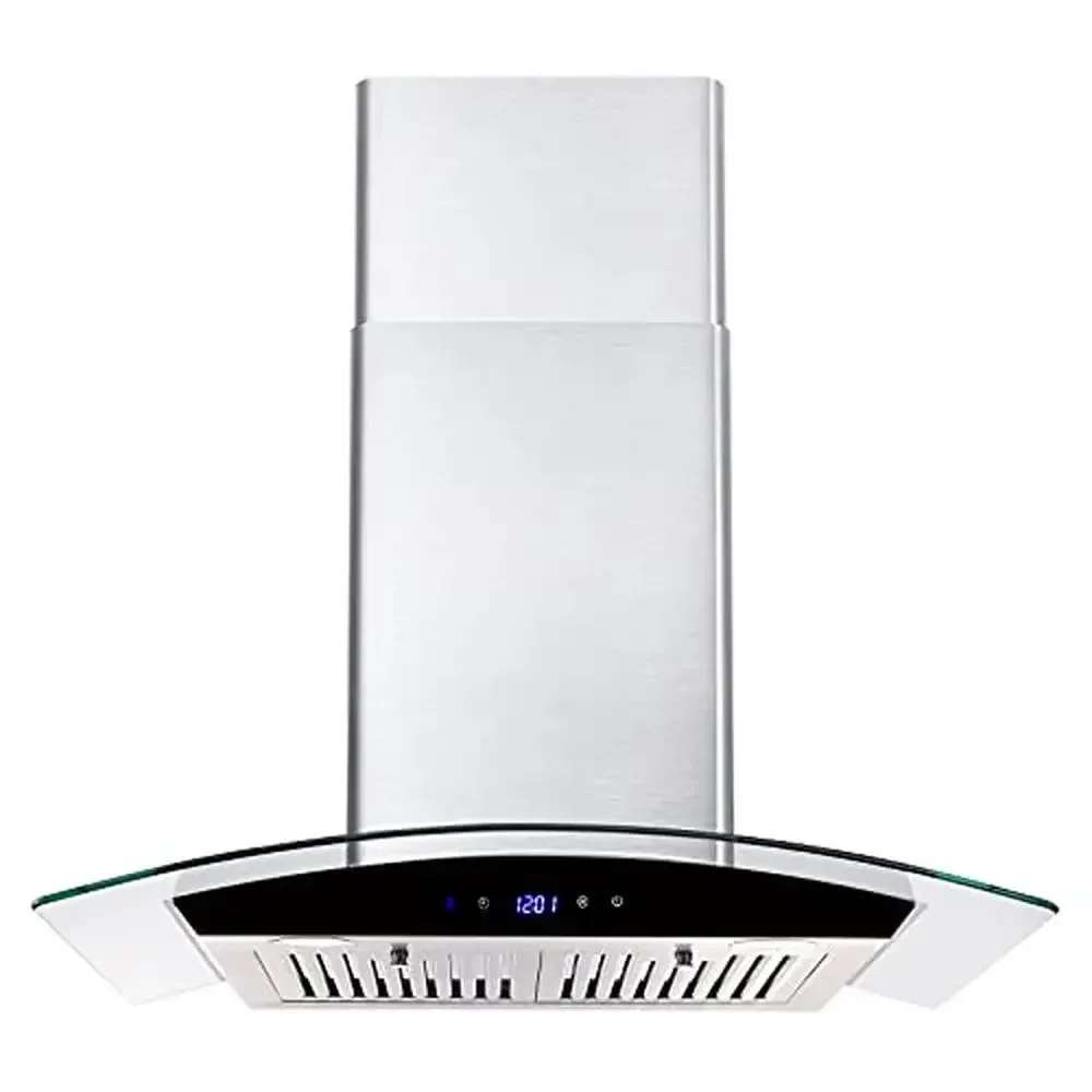 30" Stainless Steel Wall Mount Range Hood with Ducted/Ductless Convertible Duct System 700 CFM Ventilation Baffle Filters Touch