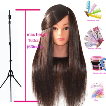 85% Testa di bambola per capelli veri per acconciatura Parrucchiere Testa di manichino professionale Styling per esercitarsi Piastra per arricciatura calda Raddrizzare