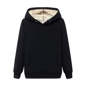 Harajuku Hoodie Women Thick Fleece Lined Hoodie Sweatshirt Winter Velvet Warm Long Sleeve Hoodies Solid Color Loose Y2k Clothes 1