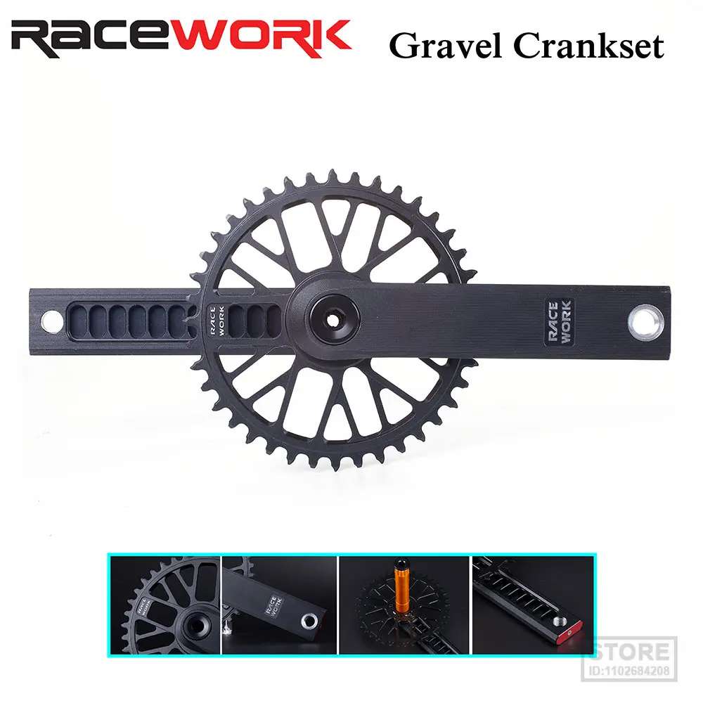 

RACEWORK Road Bike Crankset 9/10/11/12 Speed CNC 170mm Hollow Bicycle Crank 40/42/44/46T GXP Single Chainring With BB For Gravel