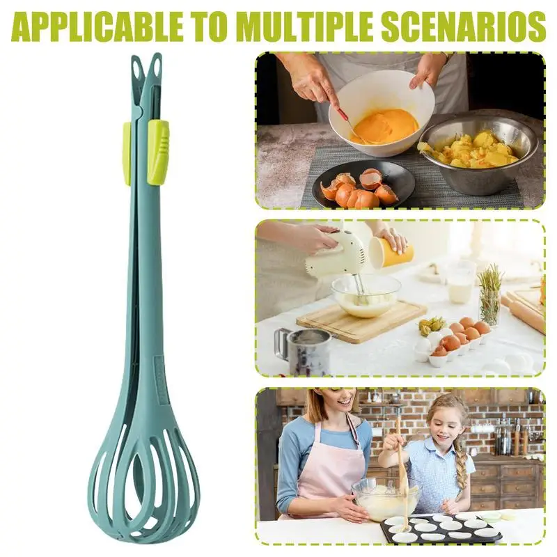 Manual Egg Beater 2 In 1 Egg Mixer Kitchen Tongs Nylon Multifunctional Kitchen Baking Utensil Cream Butter Whisk
