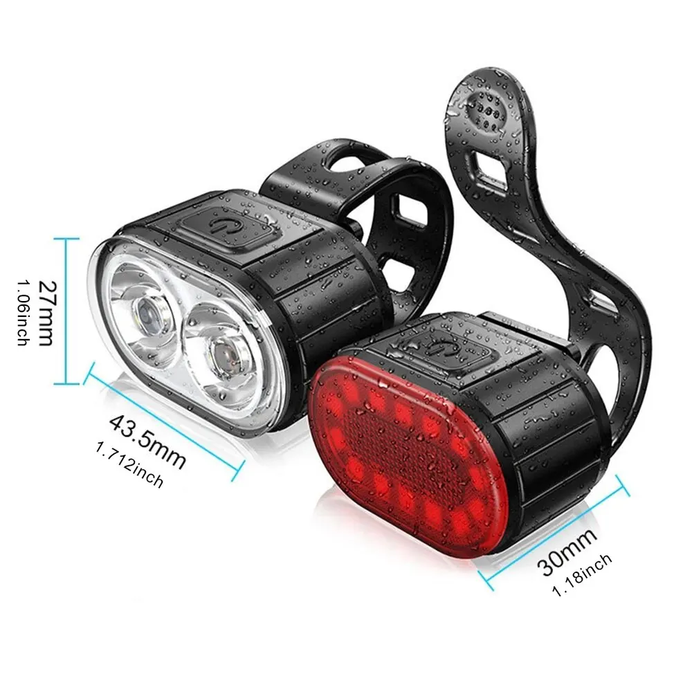 USB Rechargeable LED Waterproof Bike Safety Lights Set
