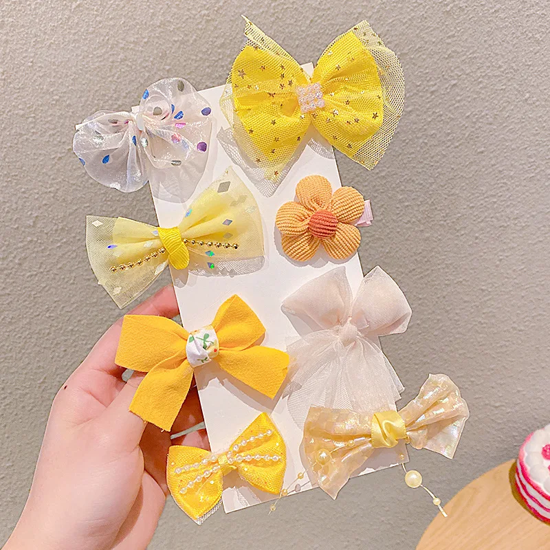 Children's Hairpin Princess Little Girl Sweet Mesh Broken Clip Cute Baby Does Not Hurt Hair Headdress Suit hair clips hair accessories