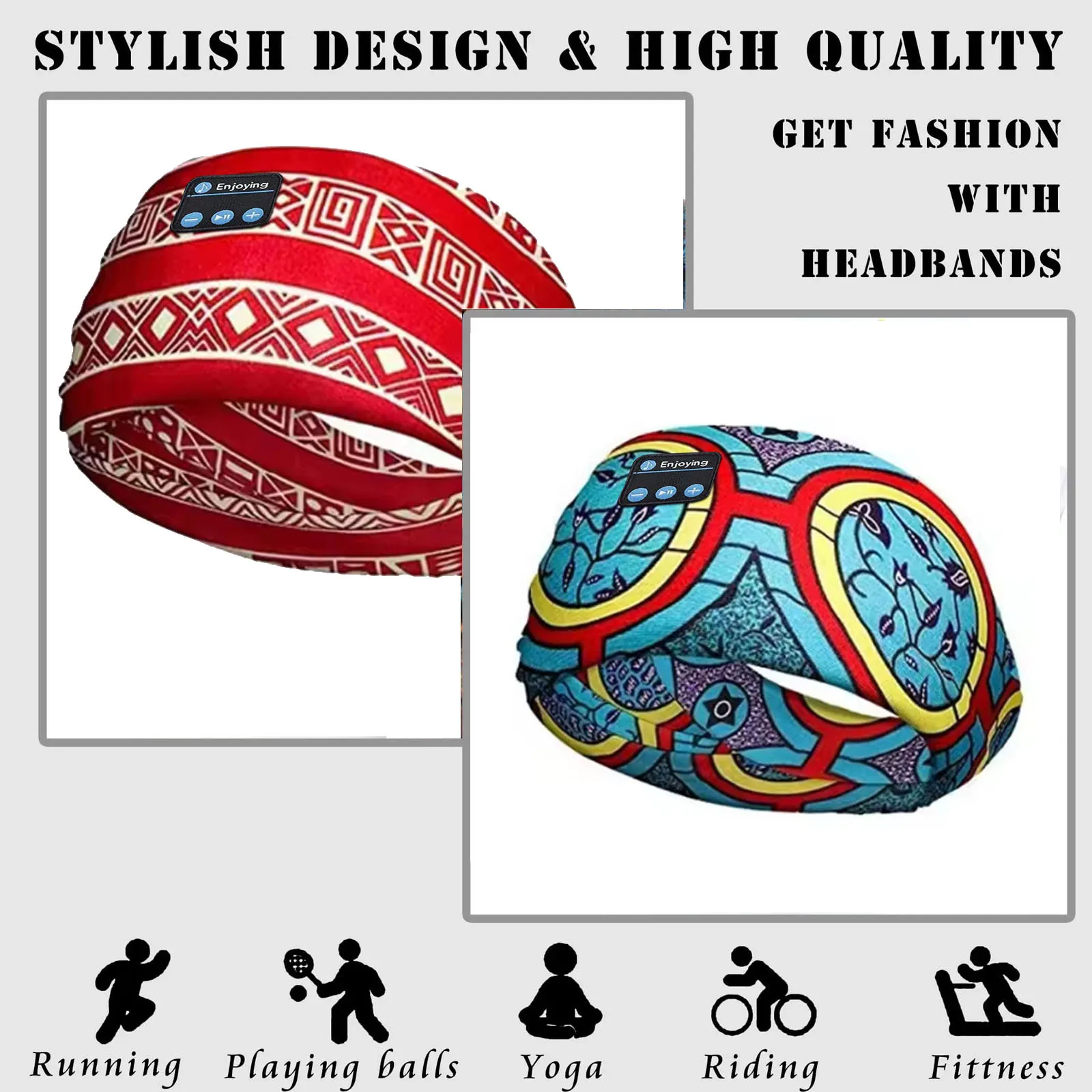 Wireless Bluetooth Headphones Headband Outdoor Elastic Sports Hair Band Music Earphones Bohemian Style Yoga Head Band Clear Call