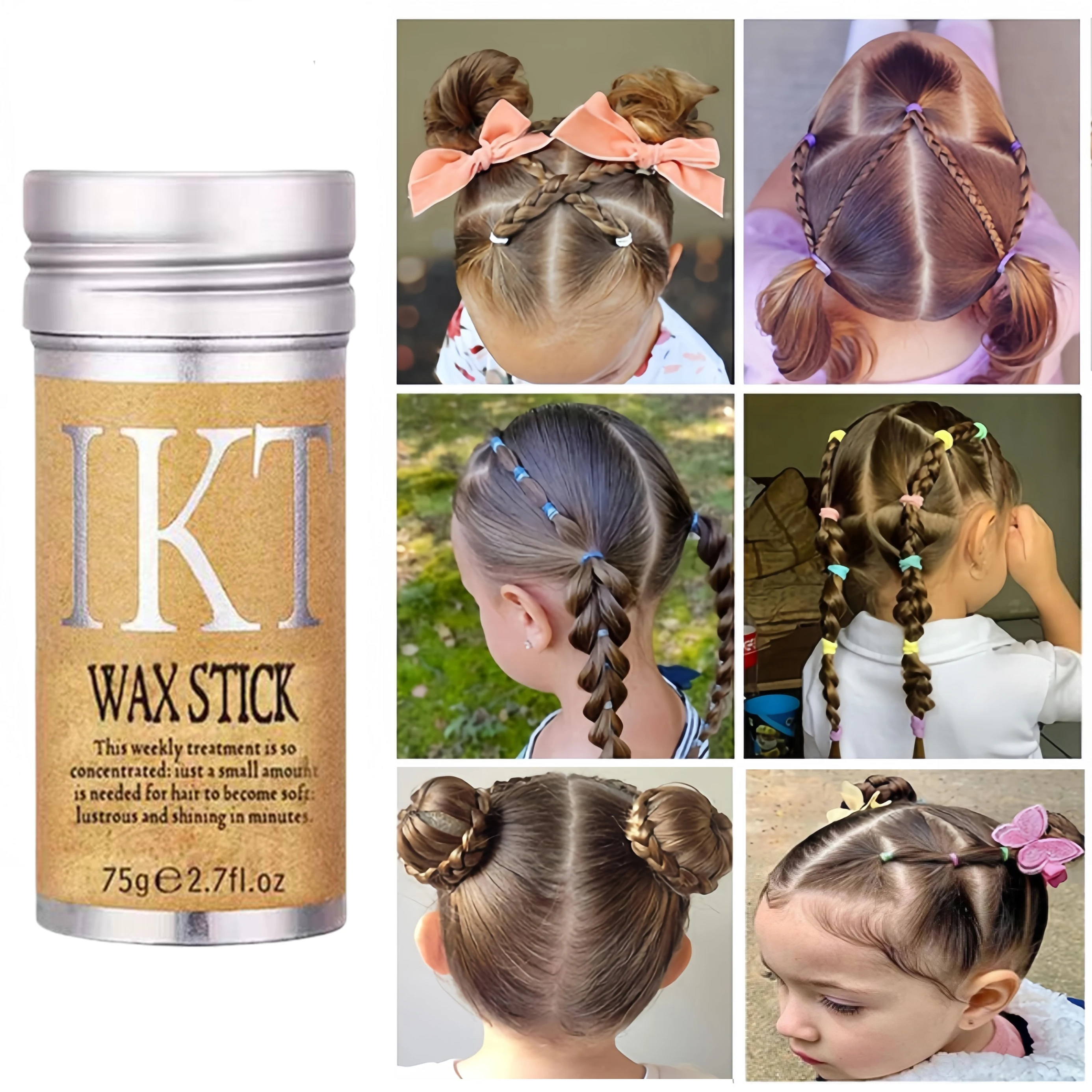 Hair Wax Stick for kids flyaways hair Hair Styling Waxes Dance Accessories Slick Stick for Women Teen Girls Gel Tamer Bun Maker 6
