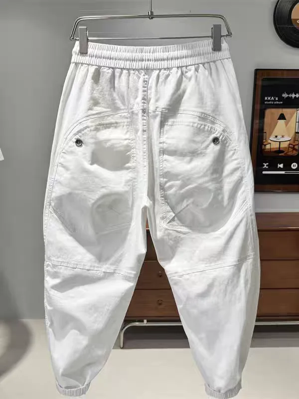 Men's Casual Trousers Loose Fit American Workwear Pure Color Fashionable Harlan Pants Autumn Winter Trendy Elastic Waist - 3